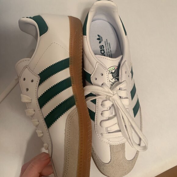 Samba Team Mexico, White and Green Adidas Sambas, Men's 7, New in Box - Picture 4 of 7